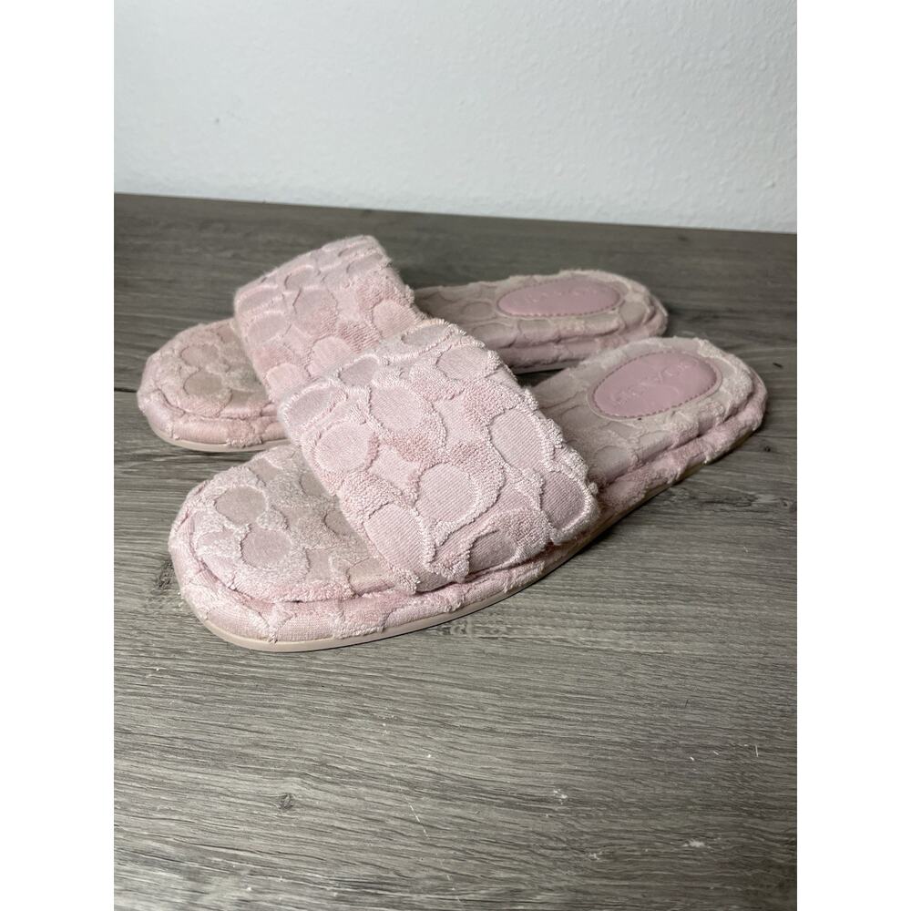Coach Bridgett Sandal Signature Terry Cloth Pink Slides Carnation Size 7